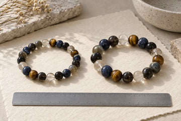 8mm and 10mm natural stone bead bracelets compared side by side