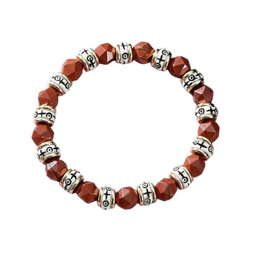 The Crimson Ember - Tibetan Red Jasper & Carved Bone Bracelet ZANYÉ
