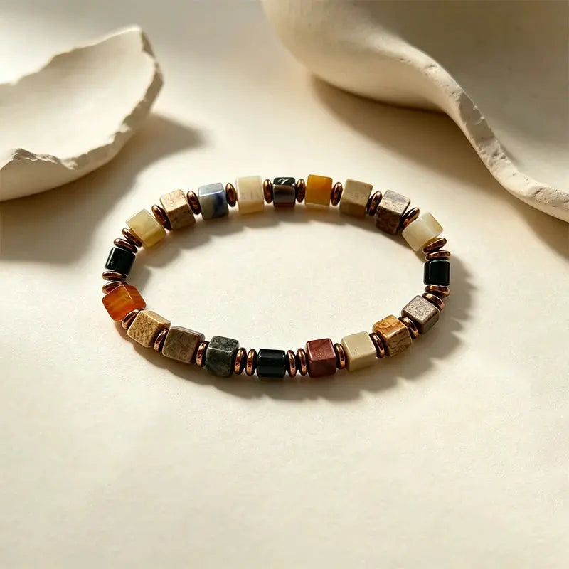 The Whispering Slate - Square-Cut Spotted Jasper Bracelet ZANYÉ