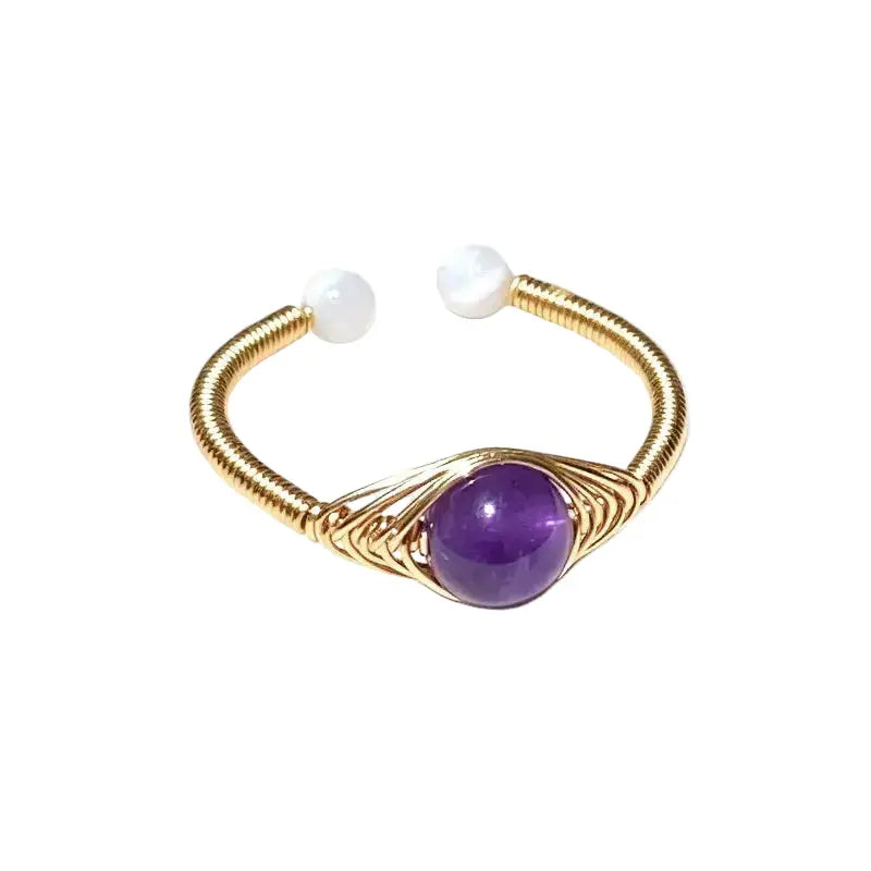 The Prism of Elements - Natural Gemstone Hand-Wire-Wrapped Adjustable Ring ZANYÉ