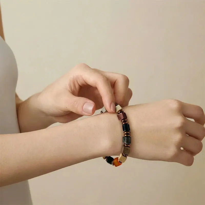 The Whispering Slate - Square-Cut Spotted Jasper Bracelet ZANYÉ