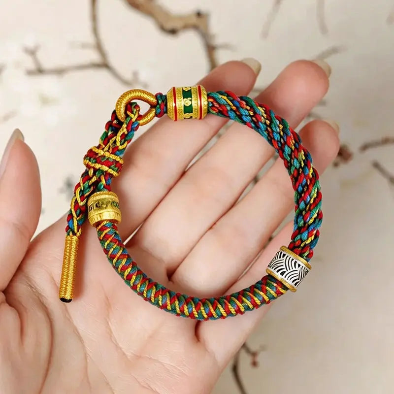 The Sacred Prism - Handwoven Tibetan Corn Knot Multi-Color Cotton Cord Bracelet ZANYÉ