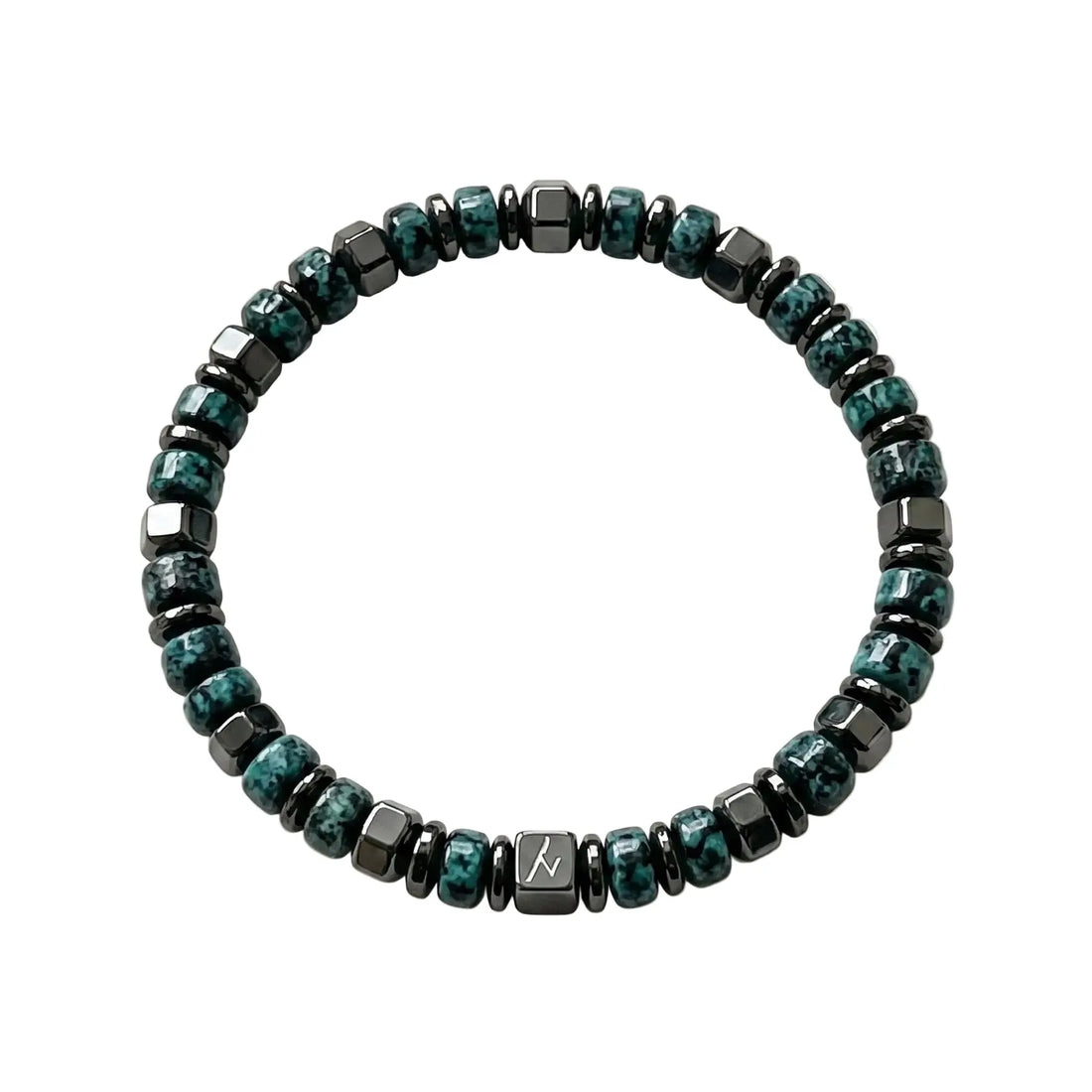 The Midnight Forest - African Pine Stone & Hematite Men's Bracelet ZANYÉ