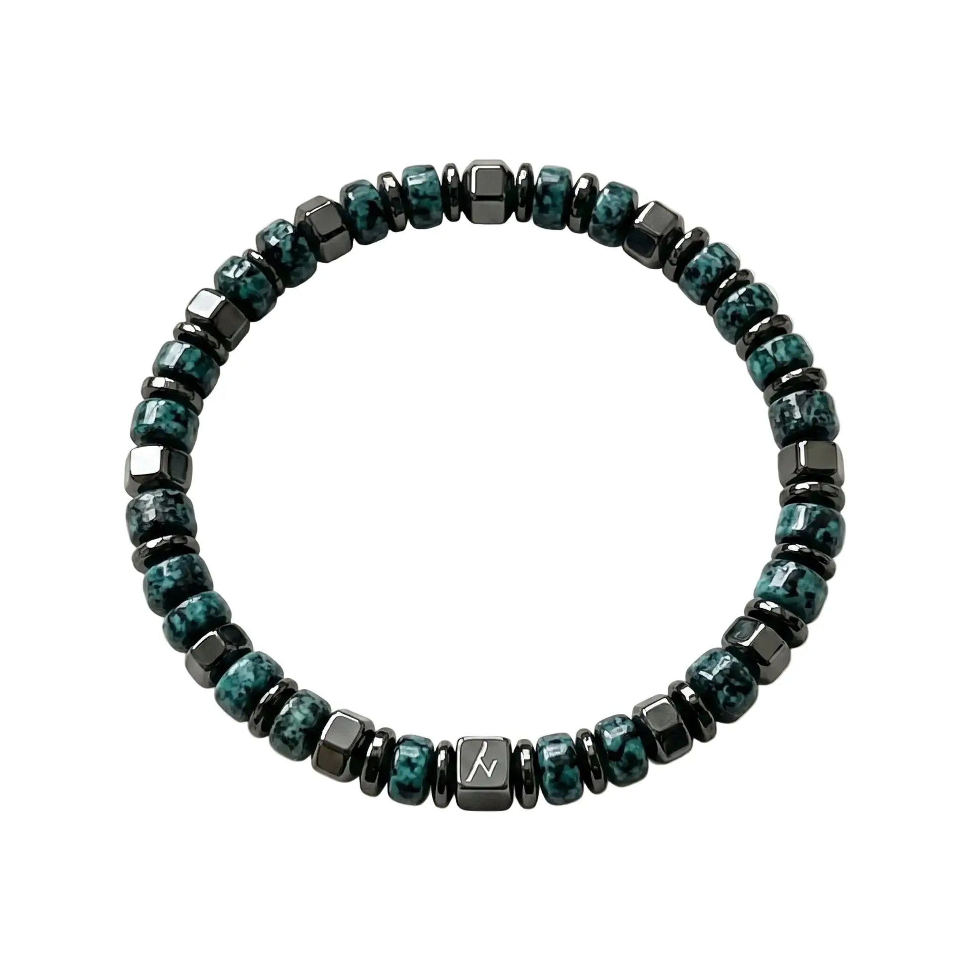 The Midnight Forest - African Pine Stone & Hematite Men's Bracelet ZANYÉ