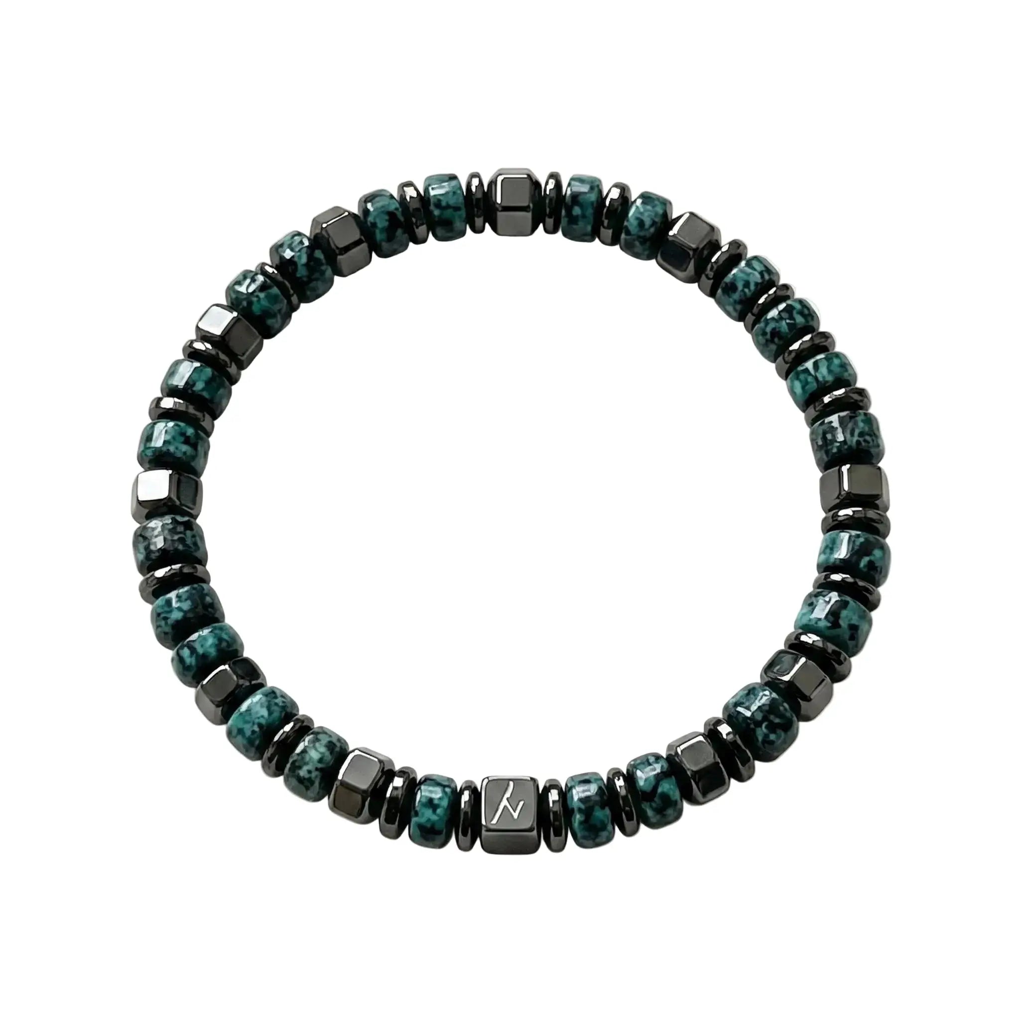 The Midnight Forest - African Pine Stone & Hematite Men's Bracelet ZANYÉ