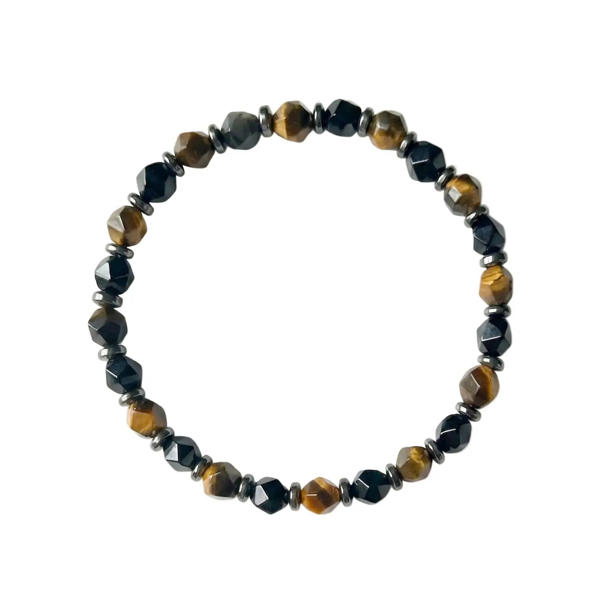 Sunset Galaxy - Silver Sheen Obsidian & Yellow Tiger's Eye Bracelet ZANYÉ
