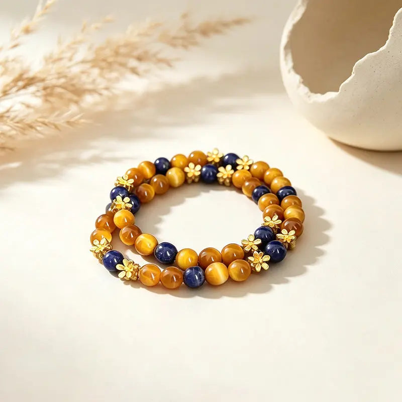 Late Tang Osmanthus - Natural Lapis Lazuli & Tiger's Eye Bracelet ZANYÉ