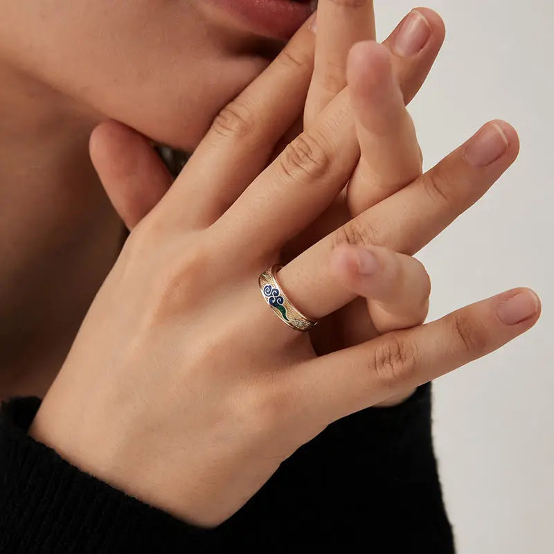 The Auspicious Cloud Cloisonné Silver Ring ZANYÉ