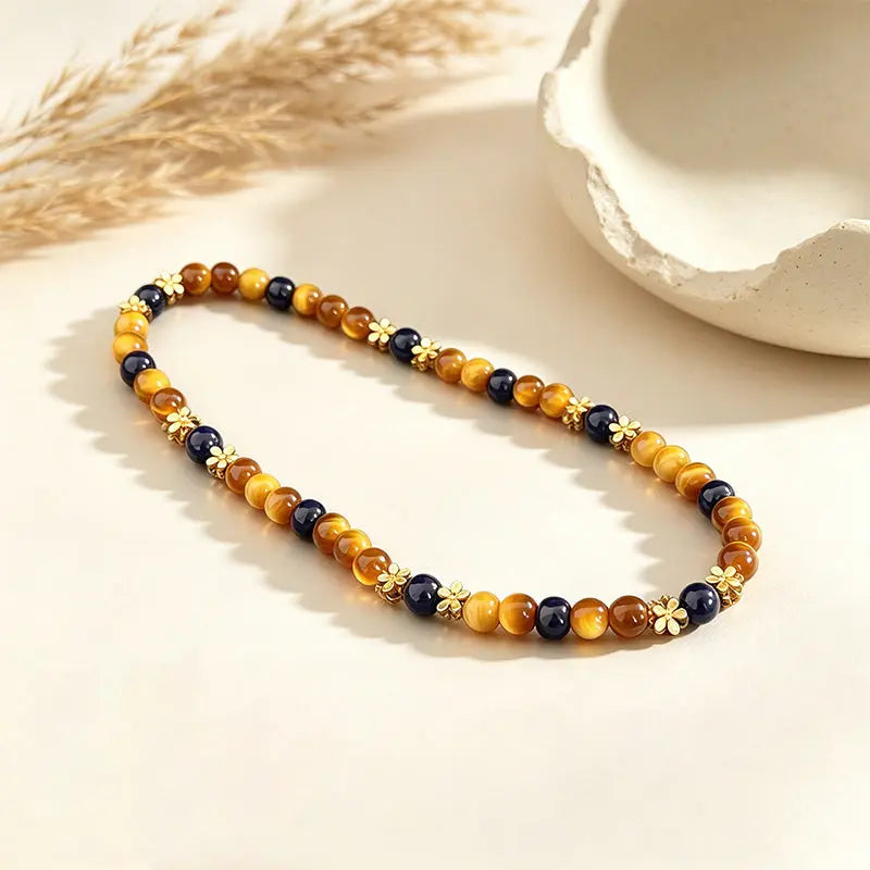Late Tang Osmanthus - Natural Lapis Lazuli & Tiger's Eye Bracelet ZANYÉ