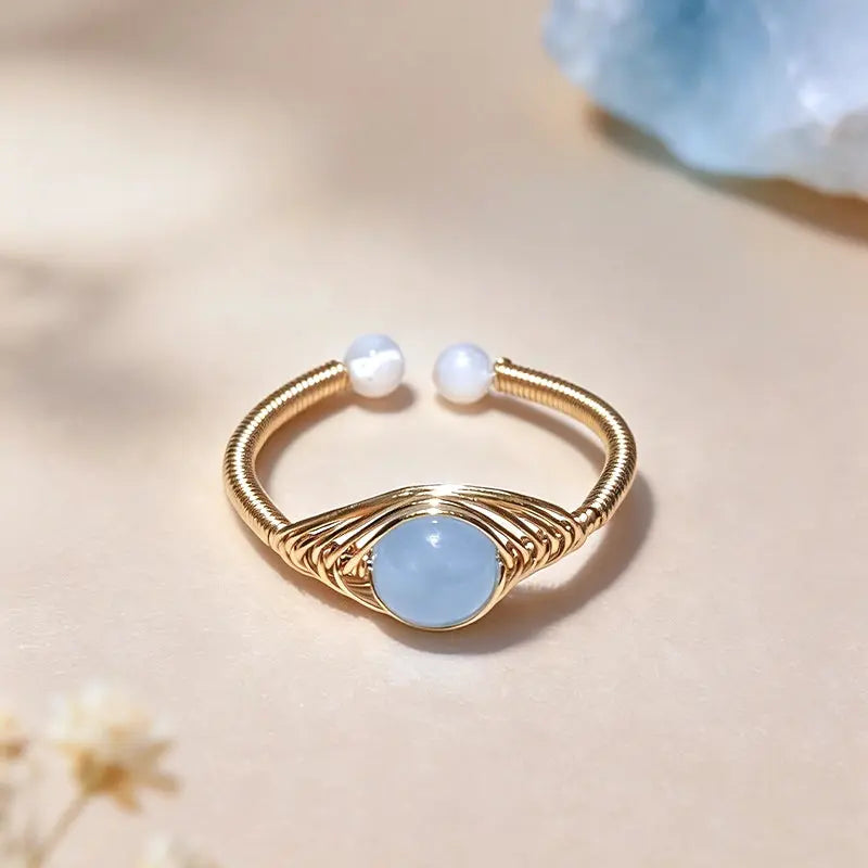 The Prism of Elements - Natural Gemstone Hand-Wire-Wrapped Adjustable Ring ZANYÉ