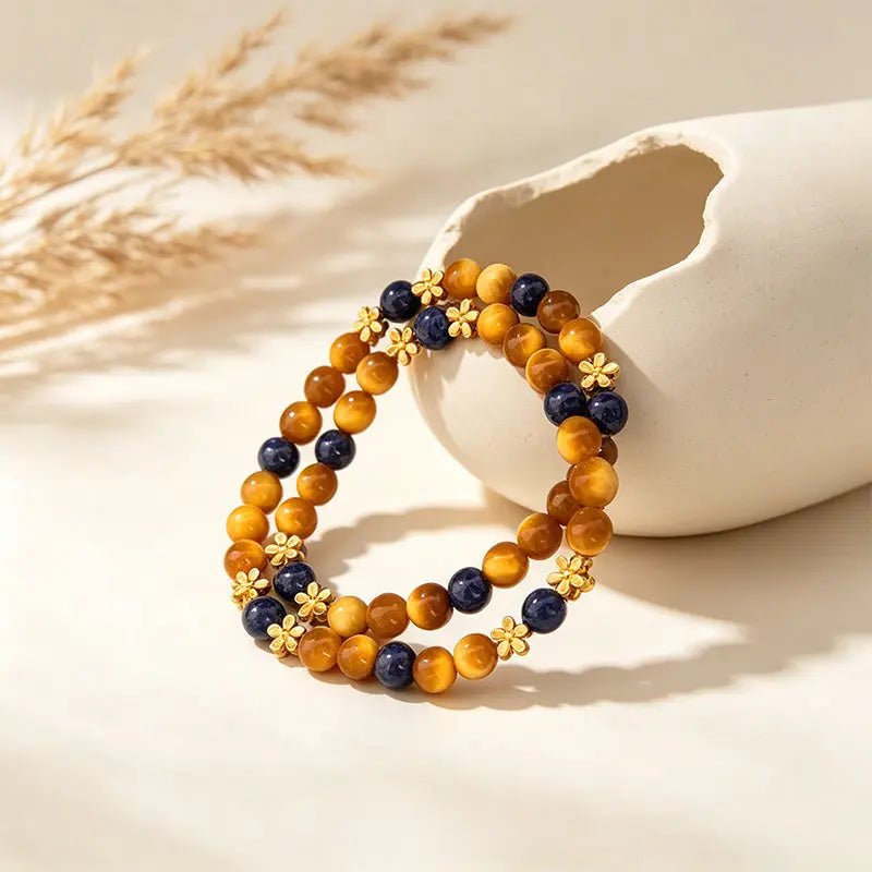 Late Tang Osmanthus - Natural Lapis Lazuli & Tiger's Eye Bracelet ZANYÉ