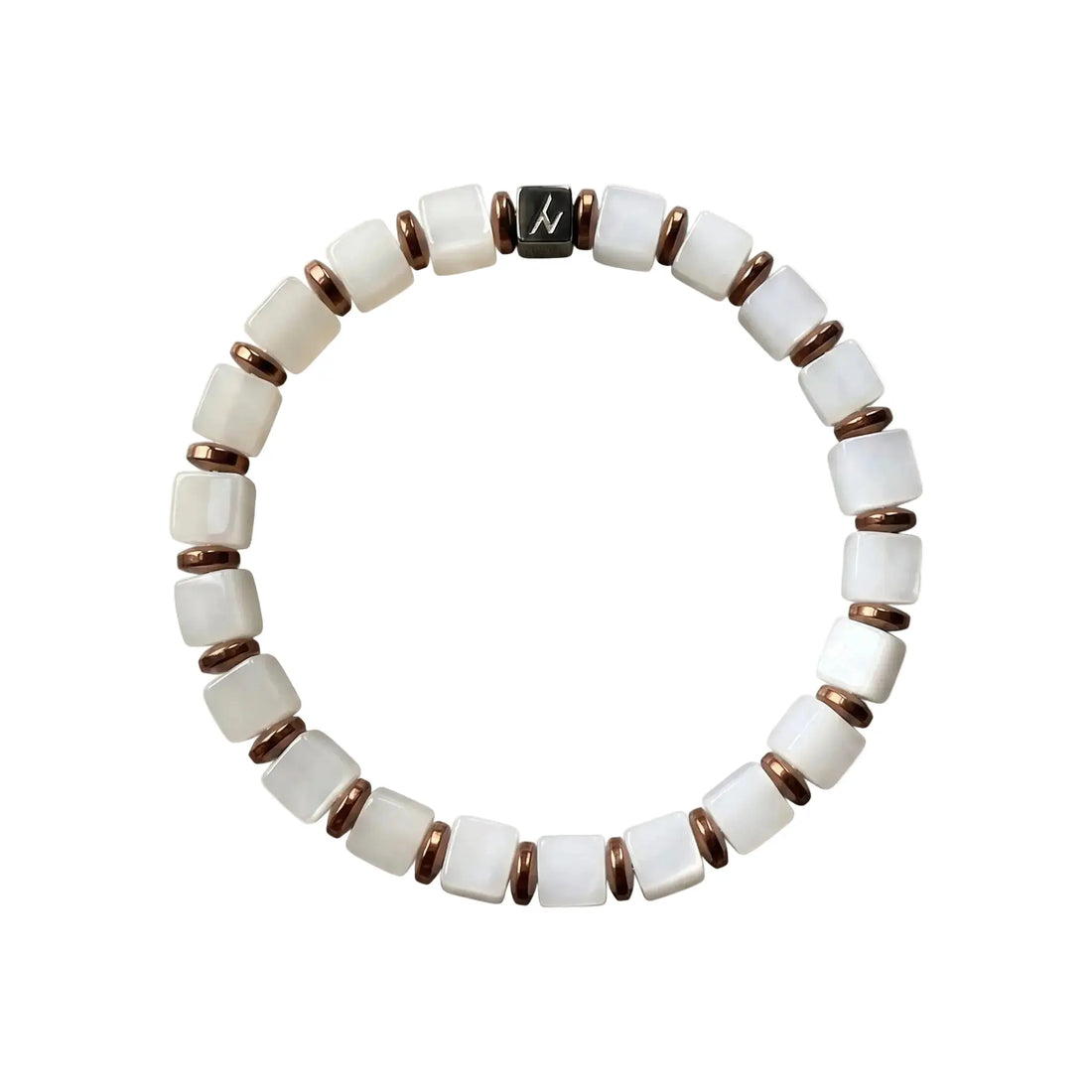 Ink & Alabaster - White Marble & Hematite Faceted Bracelet ZANYÉ