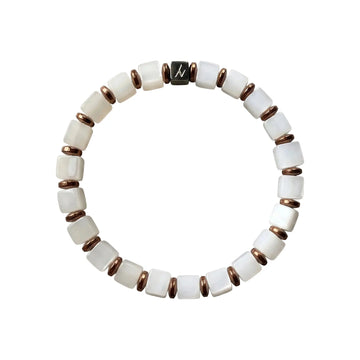 Ink & Alabaster - White Marble & Hematite Faceted Bracelet ZANYÉ