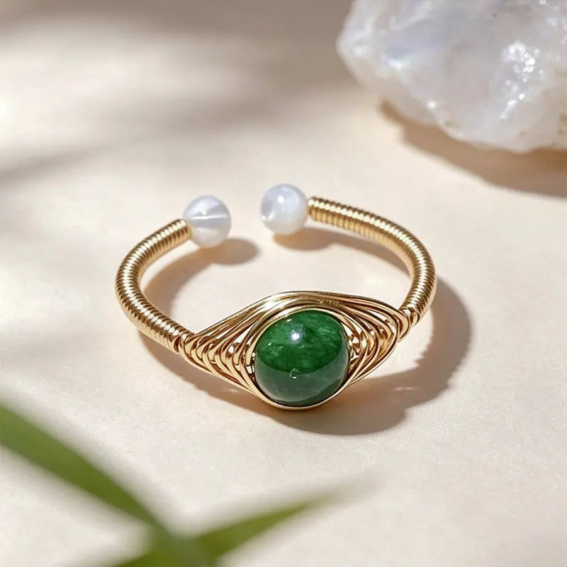 The Prism of Elements - Natural Gemstone Hand-Wire-Wrapped Adjustable Ring ZANYÉ