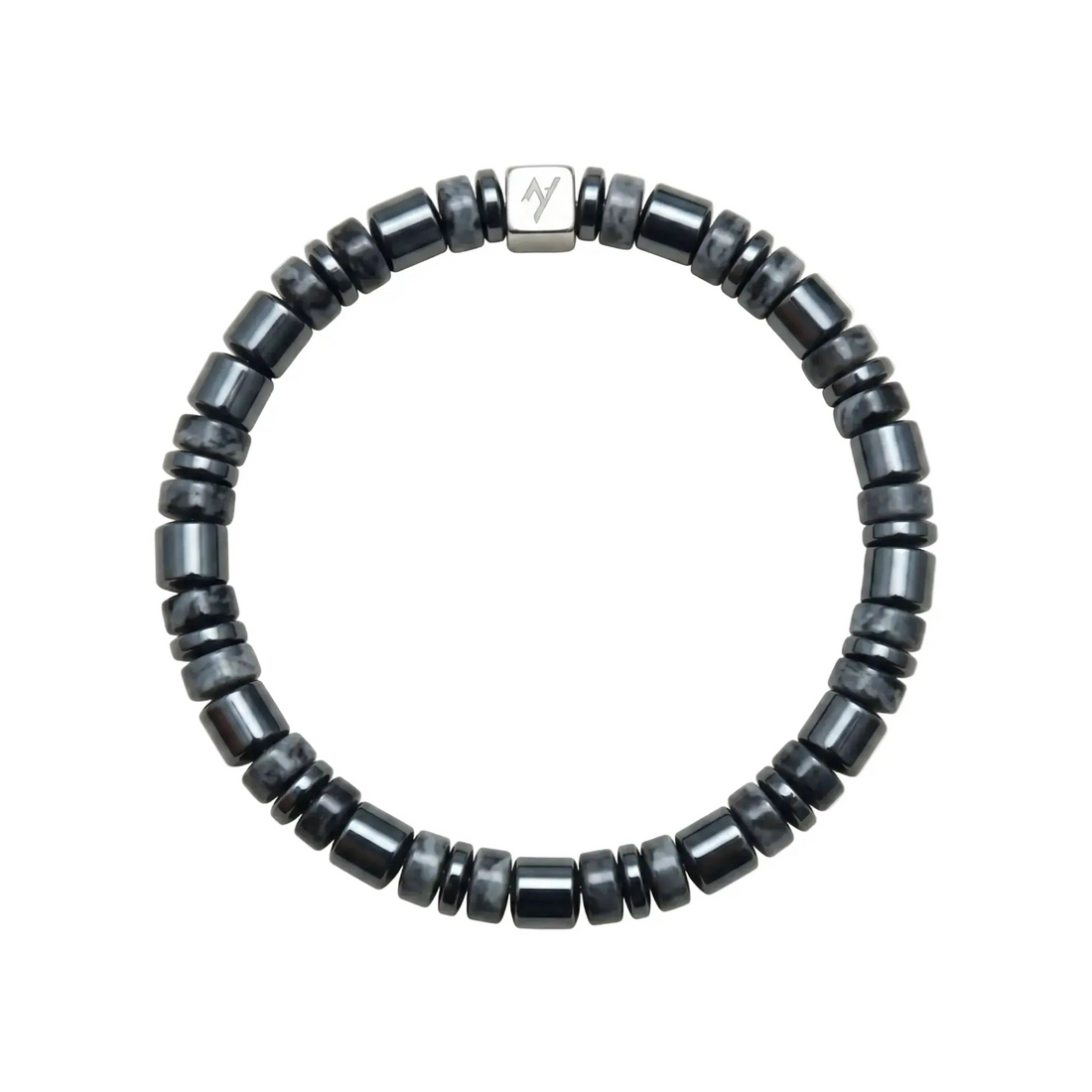 The Obsidian Shadow - Cylindrical Black Larvikite Bracelet ZANYÉ