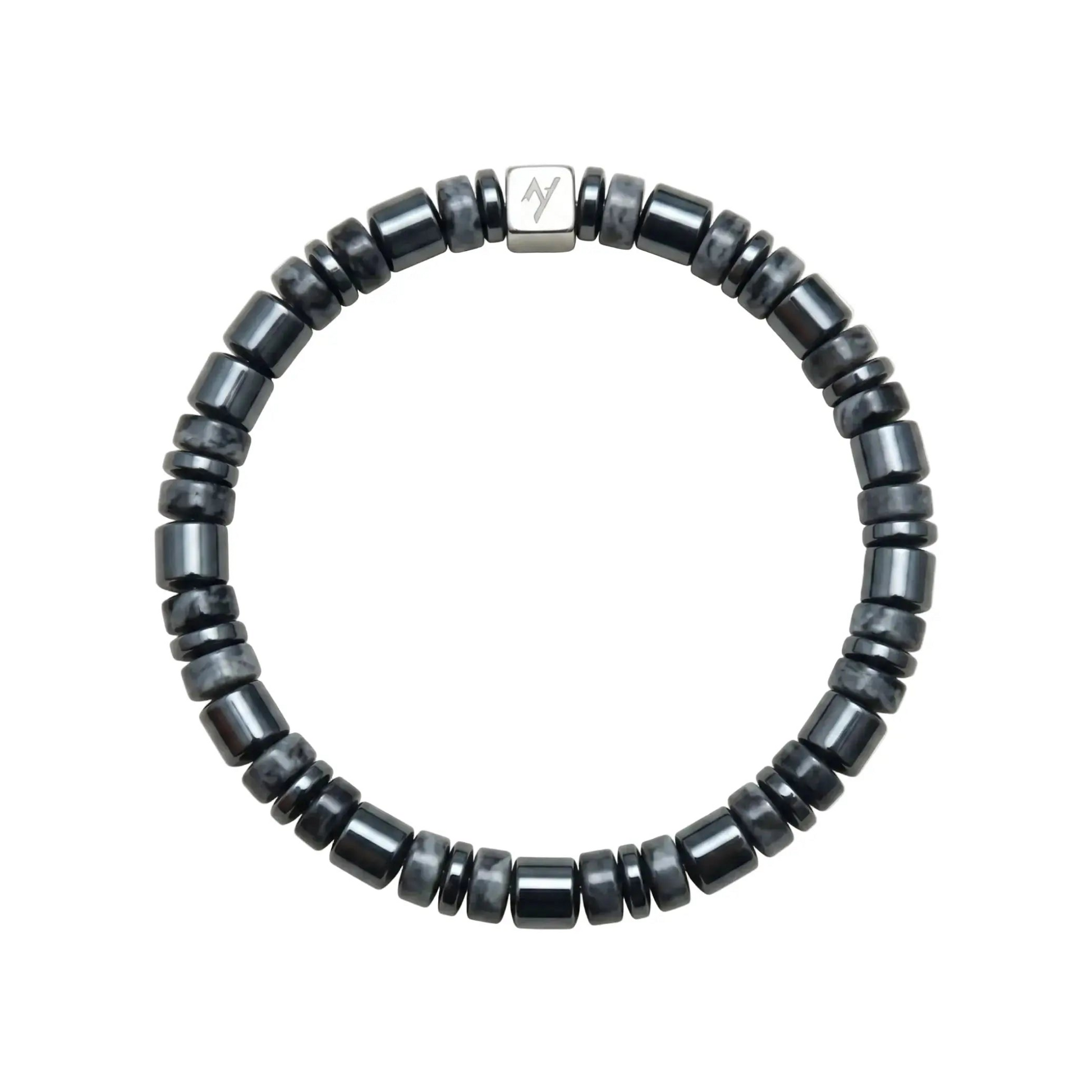 The Obsidian Shadow - Cylindrical Black Larvikite Bracelet ZANYÉ