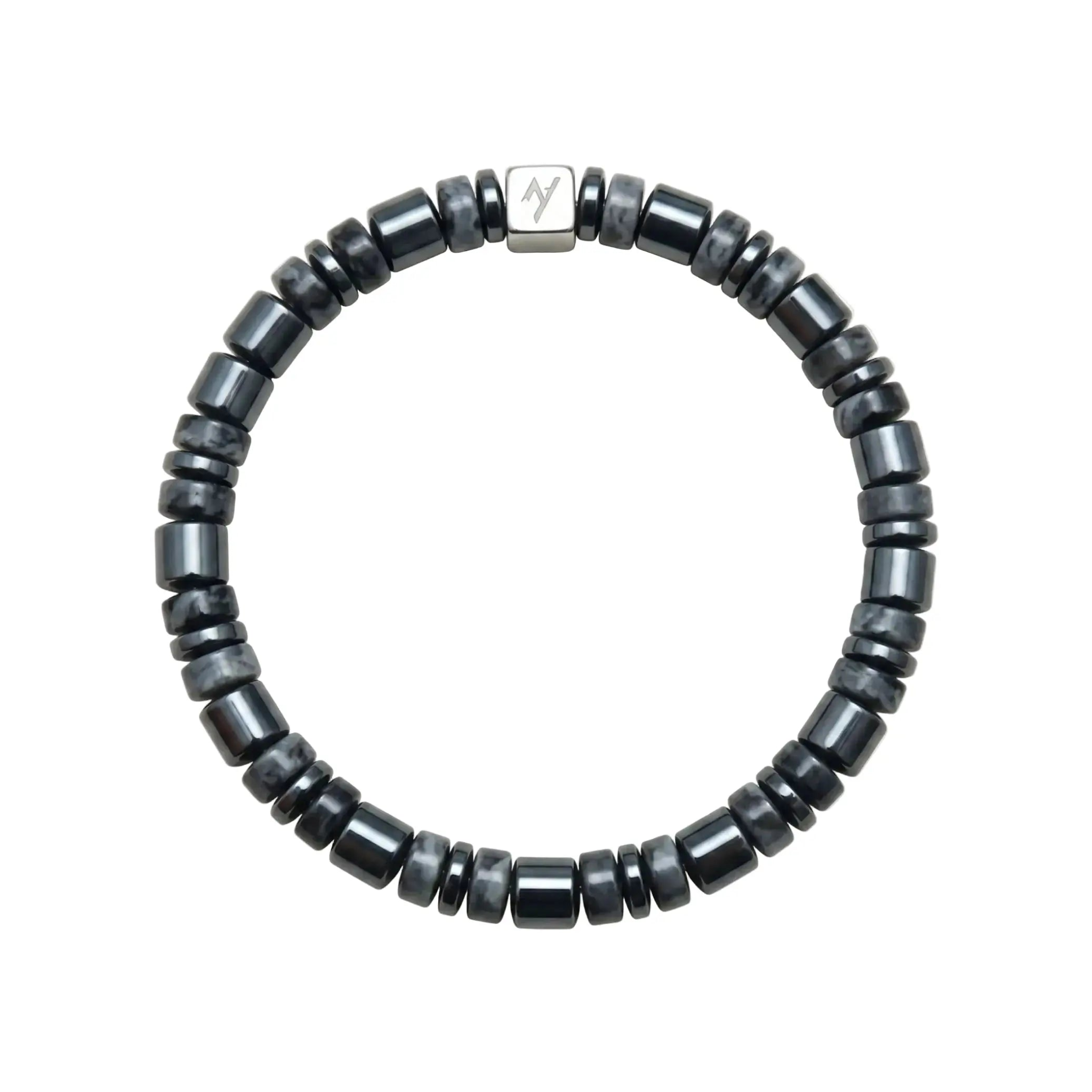 The Obsidian Shadow - Cylindrical Black Larvikite Bracelet ZANYÉ