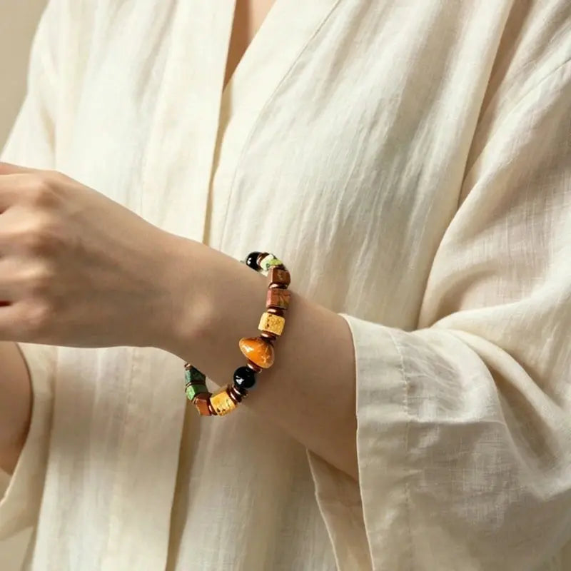 The Verdant Ridge - Square-Cut African Turquoise & White Stone Bracelet ZANYÉ