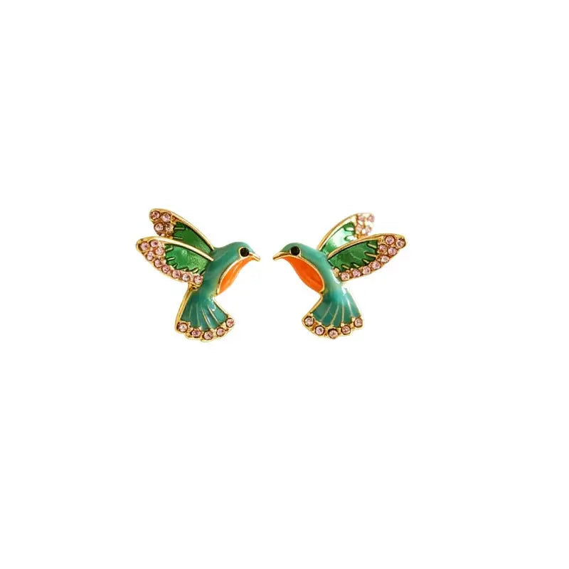 The Chasing Sunbird Hand-Painted Enamel Earrings ZANYÉ