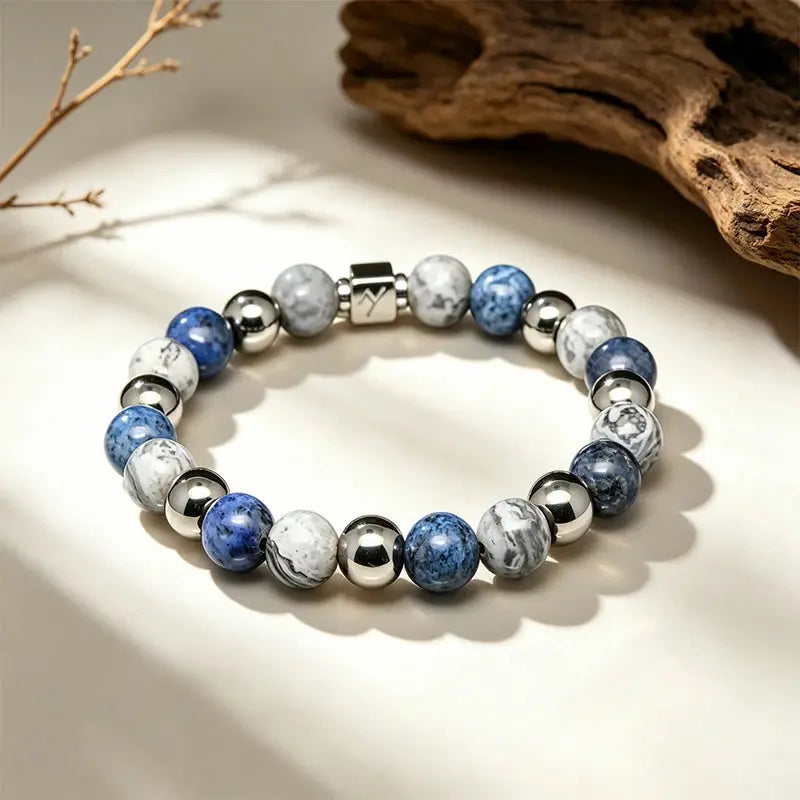 The Wayfarer - Square-Cut Landscape Jasper & Hematite Bracelet ZANYÉ