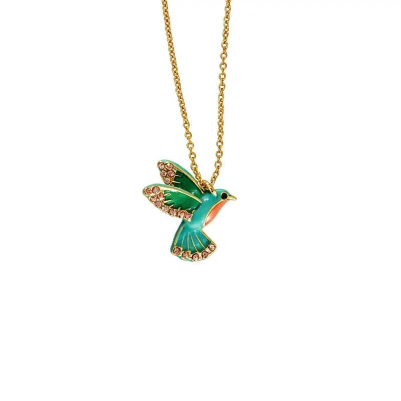 The Chasing Sunbird Hand-Painted Enamel Necklace ZANYÉ