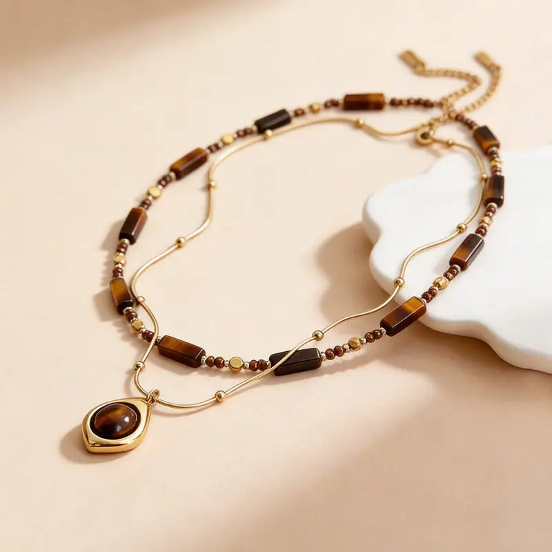 The Inner Shield: Tiger's Eye Layered Necklace ZANYÉ