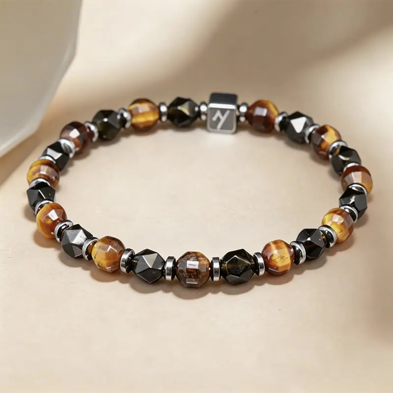 Sunset Galaxy - Silver Sheen Obsidian & Yellow Tiger's Eye Bracelet ZANYÉ
