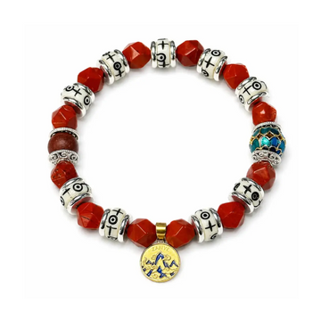 The Crimson Amulet - Red Jasper & Blue Cloisonné Archive Bracelet ZANYÉ
