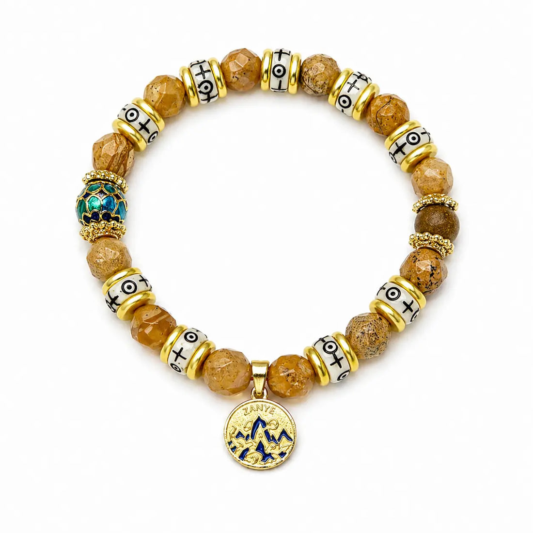 The Earth Totem - Picture Jasper & Blue Cloisonné Amulet Bracelet ZANYÉ