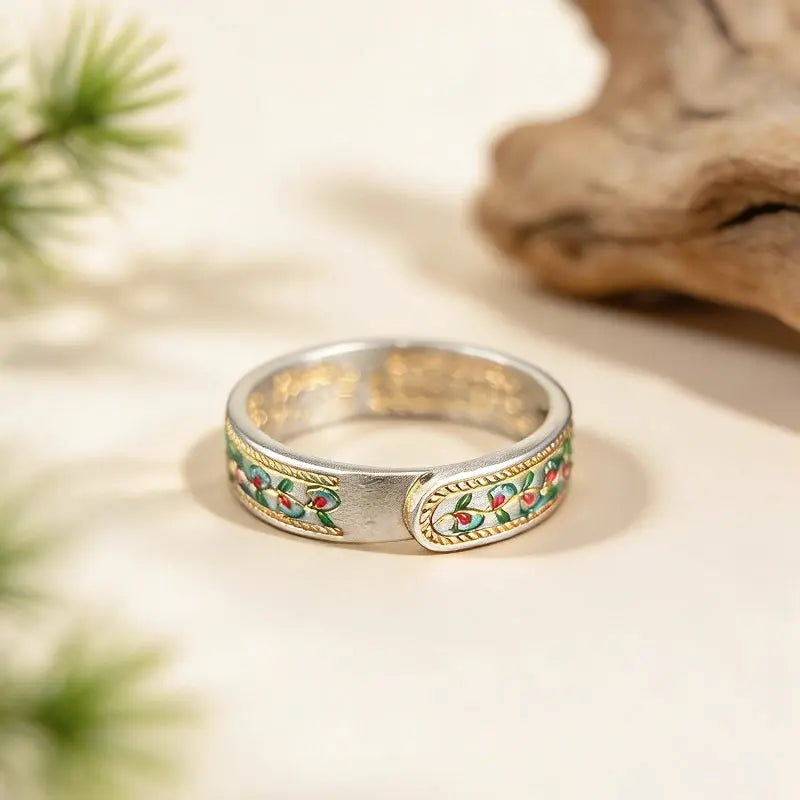 The Lily of the Valley Cloisonné Silver Ring ZANYÉ