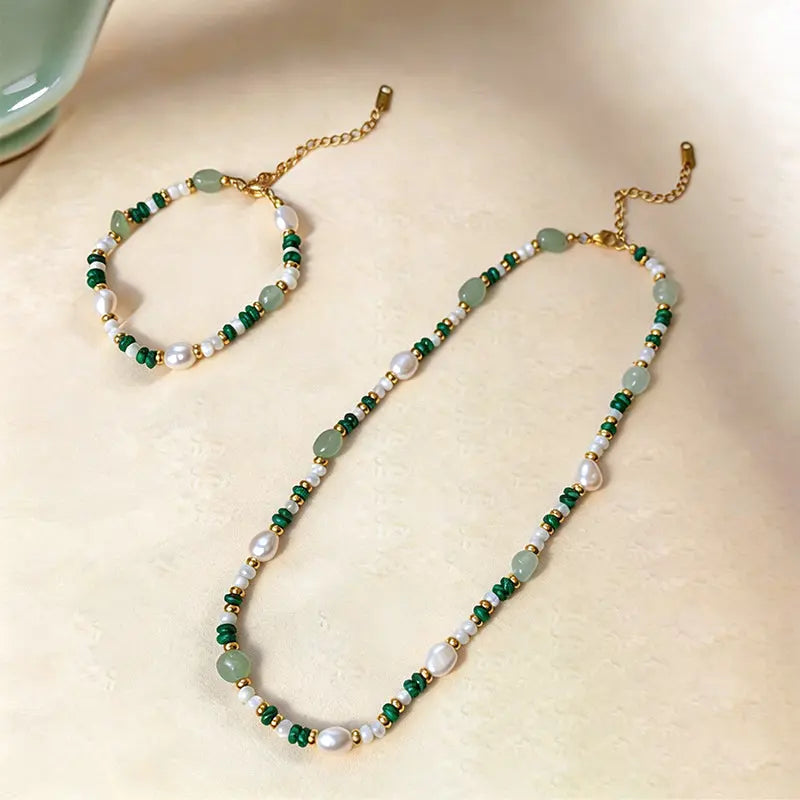 Echo of the Grove - Malachite, Aventurine & Pearl Bracelet ZANYÉ