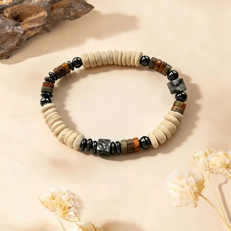The Earthly Sanctuary - Coconut Shell & Multi-Gemstone Minimalist Bracelet ZANYÉ
