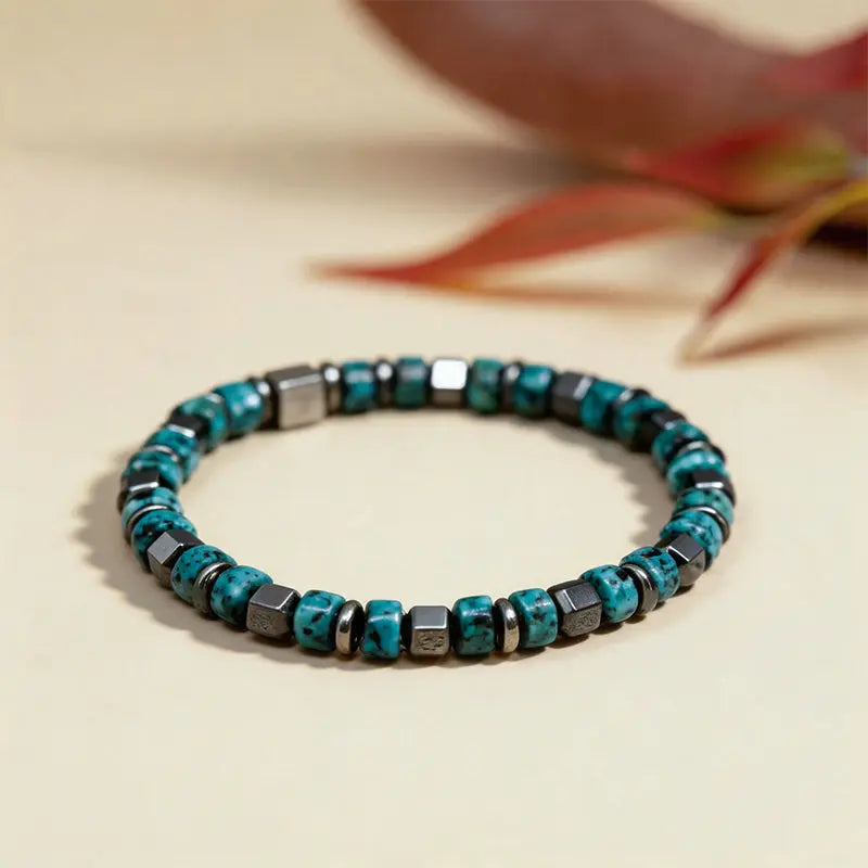 The Midnight Forest - African Pine Stone & Hematite Men's Bracelet ZANYÉ
