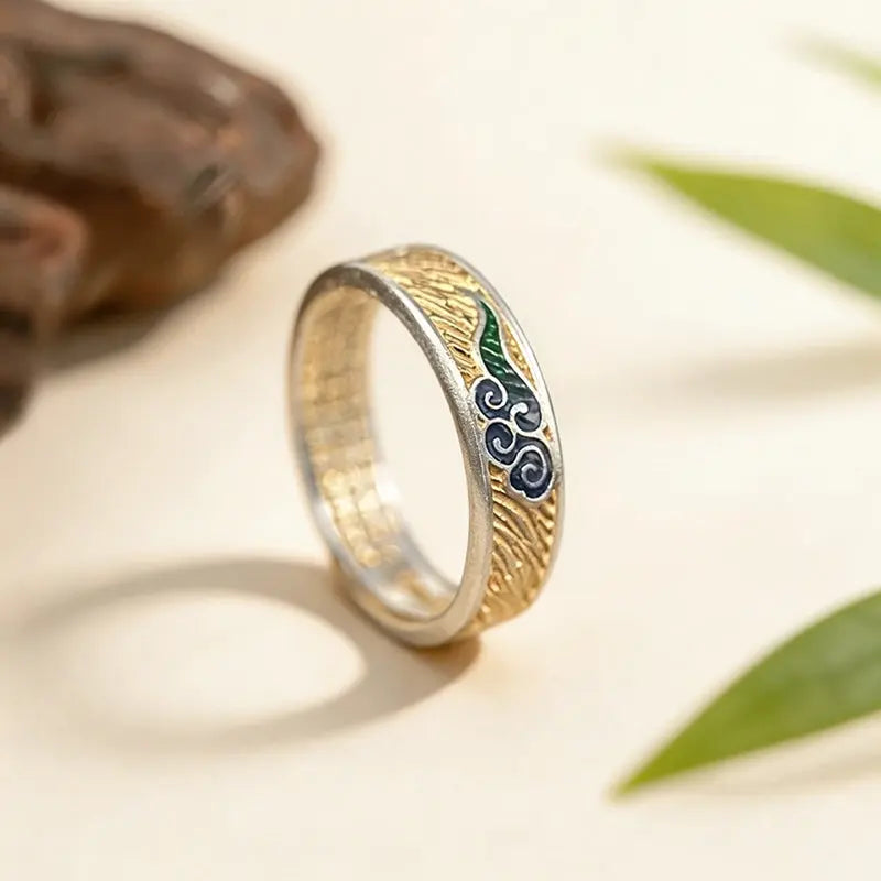 The Auspicious Cloud Cloisonné Silver Ring ZANYÉ