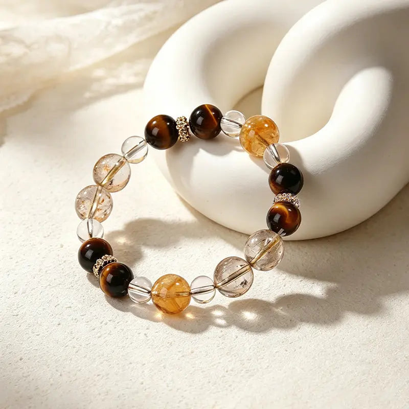 The Solar Aegis - Yellow Tiger's Eye, Citrine & Super Seven Crystal Bracelet ZANYÉ