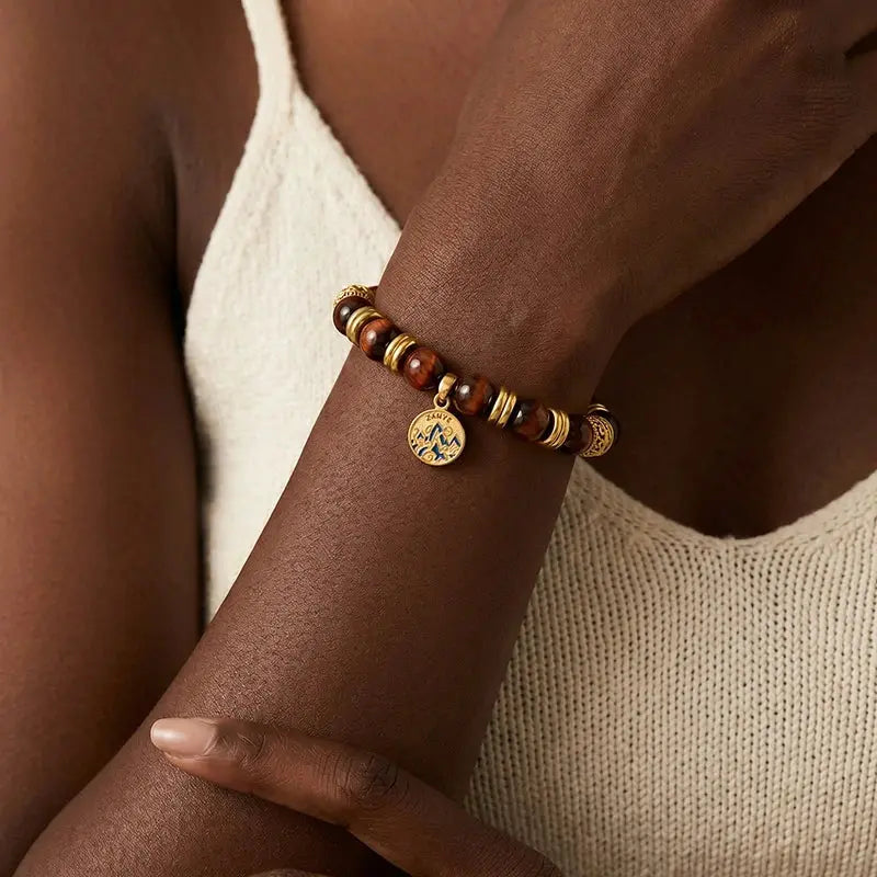 The Lightning Ember - Red Tiger's Eye & Gold Enamel Archive Bracelet ZANYÉ
