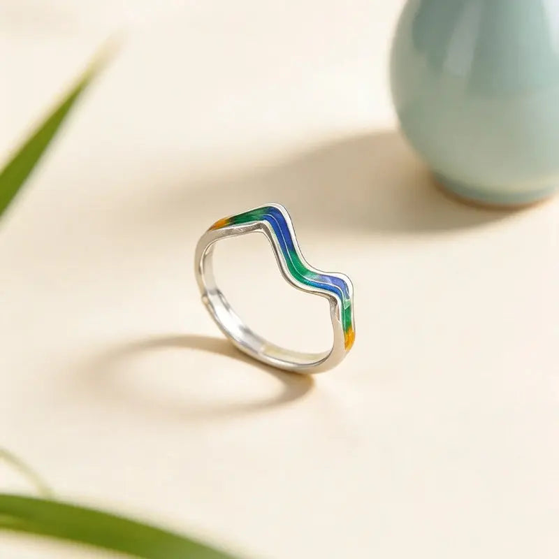 The Landscape Silhouette Cloisonné Silver Ring (3mm) ZANYÉ