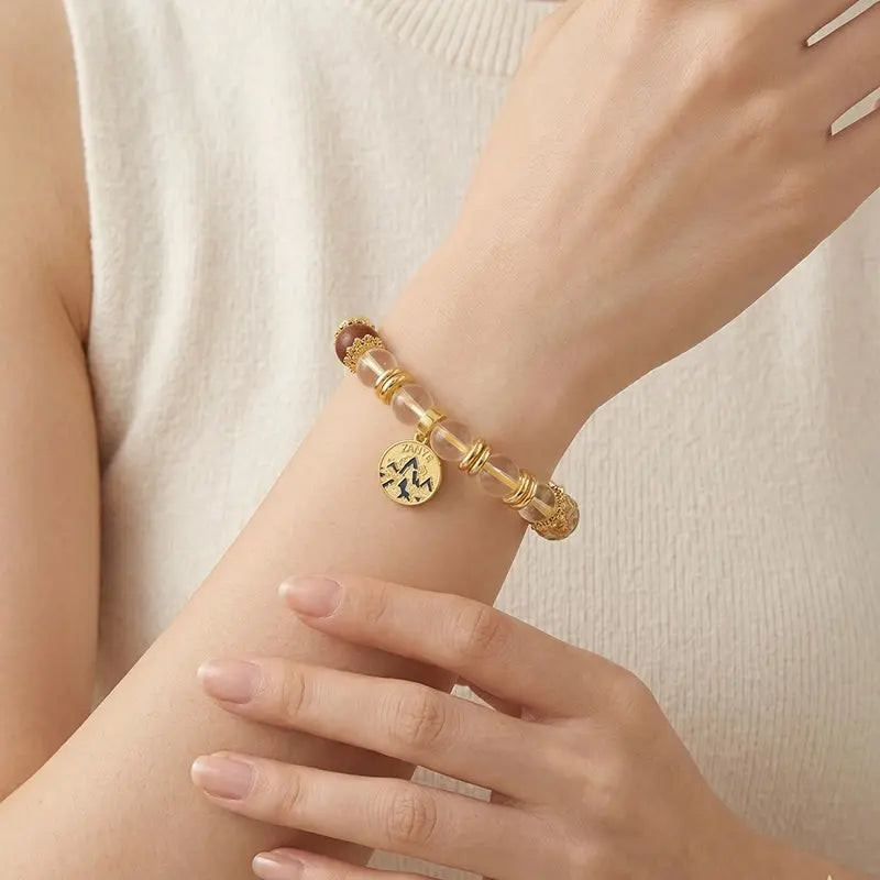 The Ethereal Dawn - Heritage Clear Quartz & Pink Cloisonné Archive Bracelet ZANYÉ