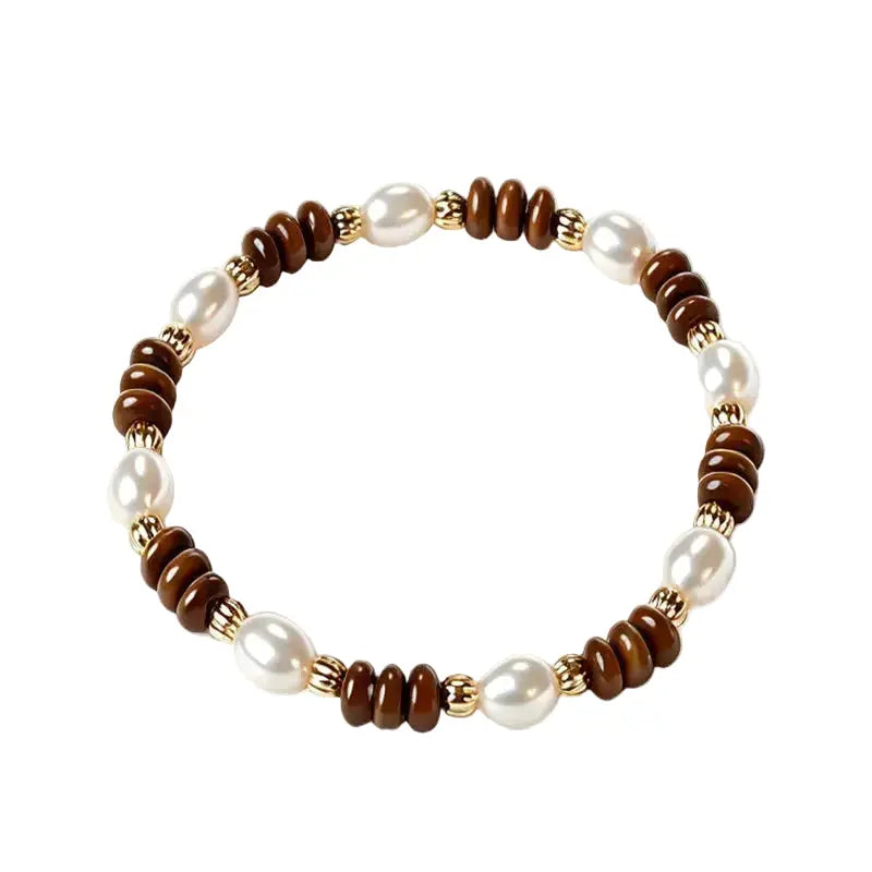 The Poised Anchor: Tiger's Eye & Pearl Bracelet ZANYÉ