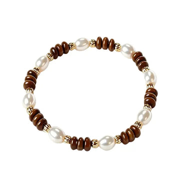 The Poised Anchor: Tiger's Eye & Pearl Bracelet ZANYÉ