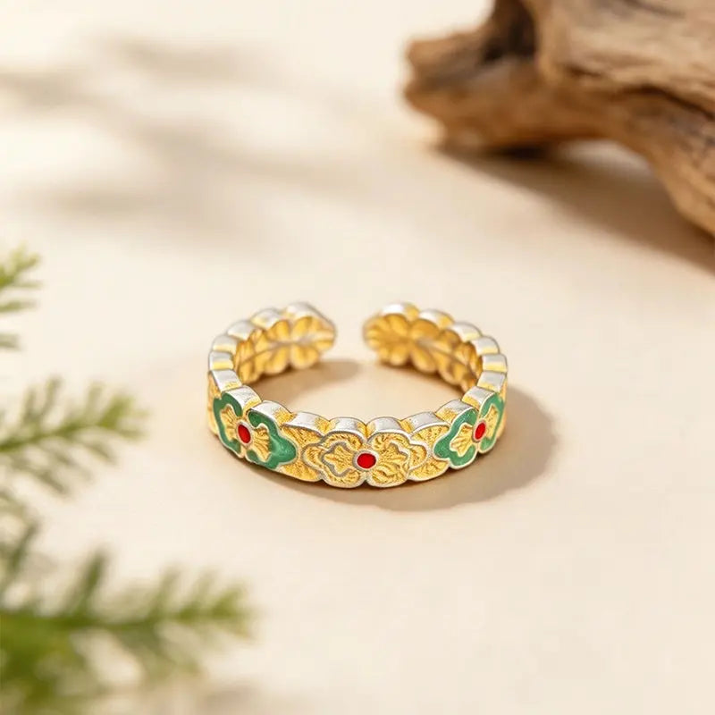 The Auspicious Ruyi Cloisonné Silver Ring ZANYÉ