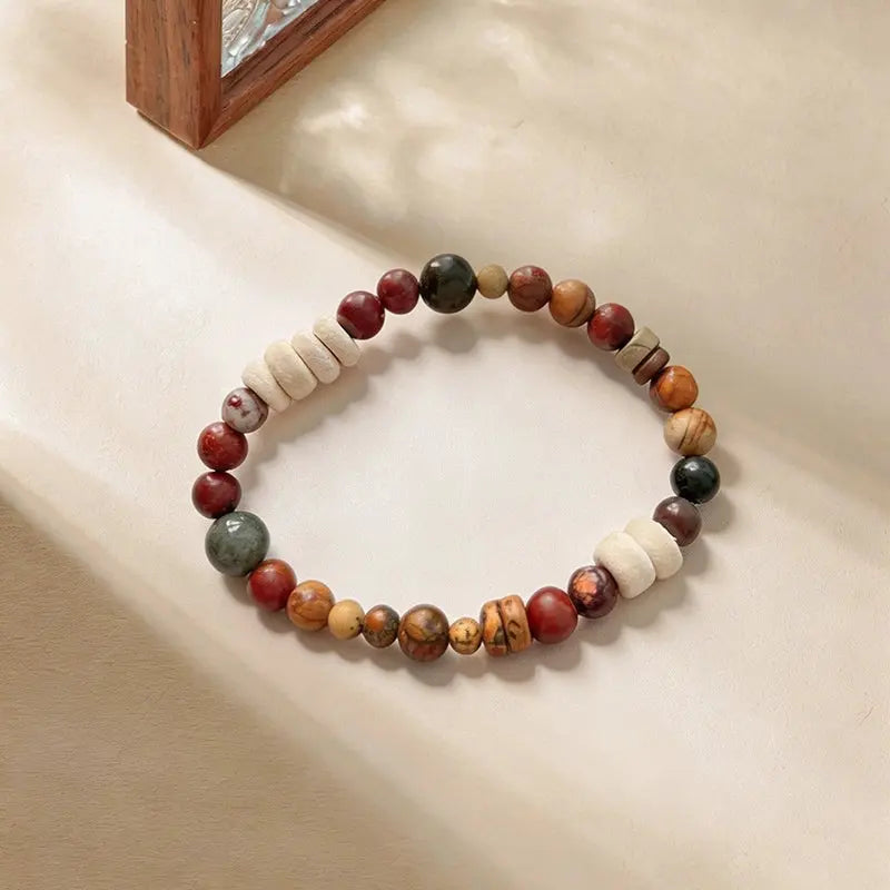 The Boundless Realm - Coconut Shell & Picasso Jasper Minimalist Bracelet ZANYÉ