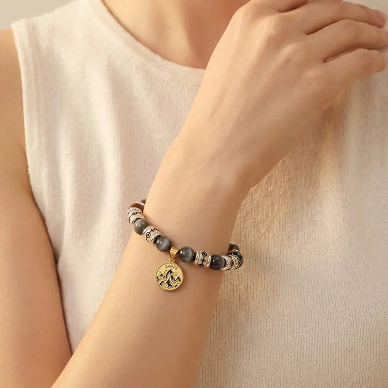 The Celestial Vision - Eagle's Eye Stone & Blue Cloisonné Archive Bracelet ZANYÉ