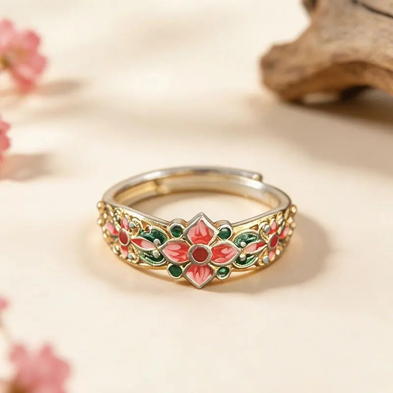 The Dunhuang Baoxiang Cloisonné Silver Ring (8mm) ZANYÉ