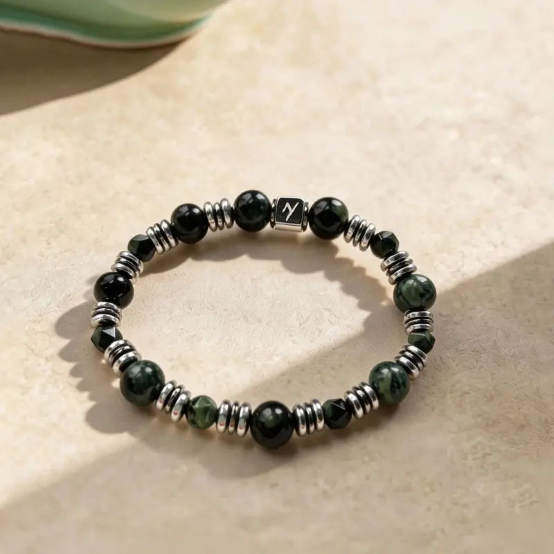 The Sparrow's Flight - Square-Cut Kambaba Jasper & Gunmetal Spacer Bracelet ZANYÉ