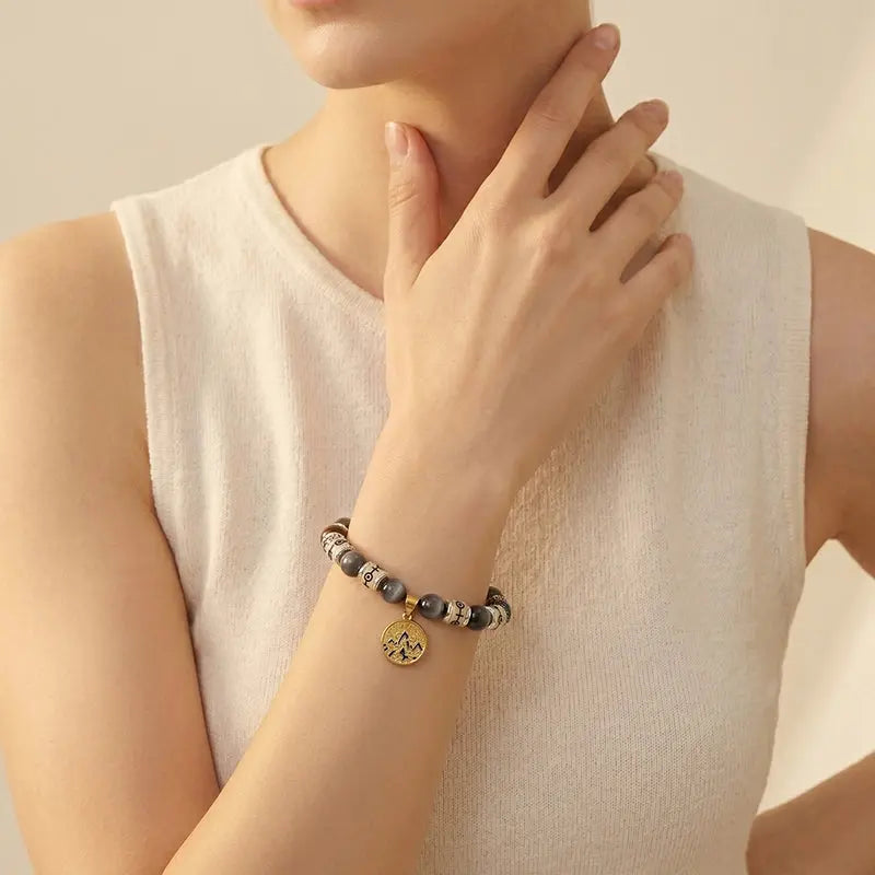 The Celestial Vision - Eagle's Eye Stone & Blue Cloisonné Archive Bracelet ZANYÉ