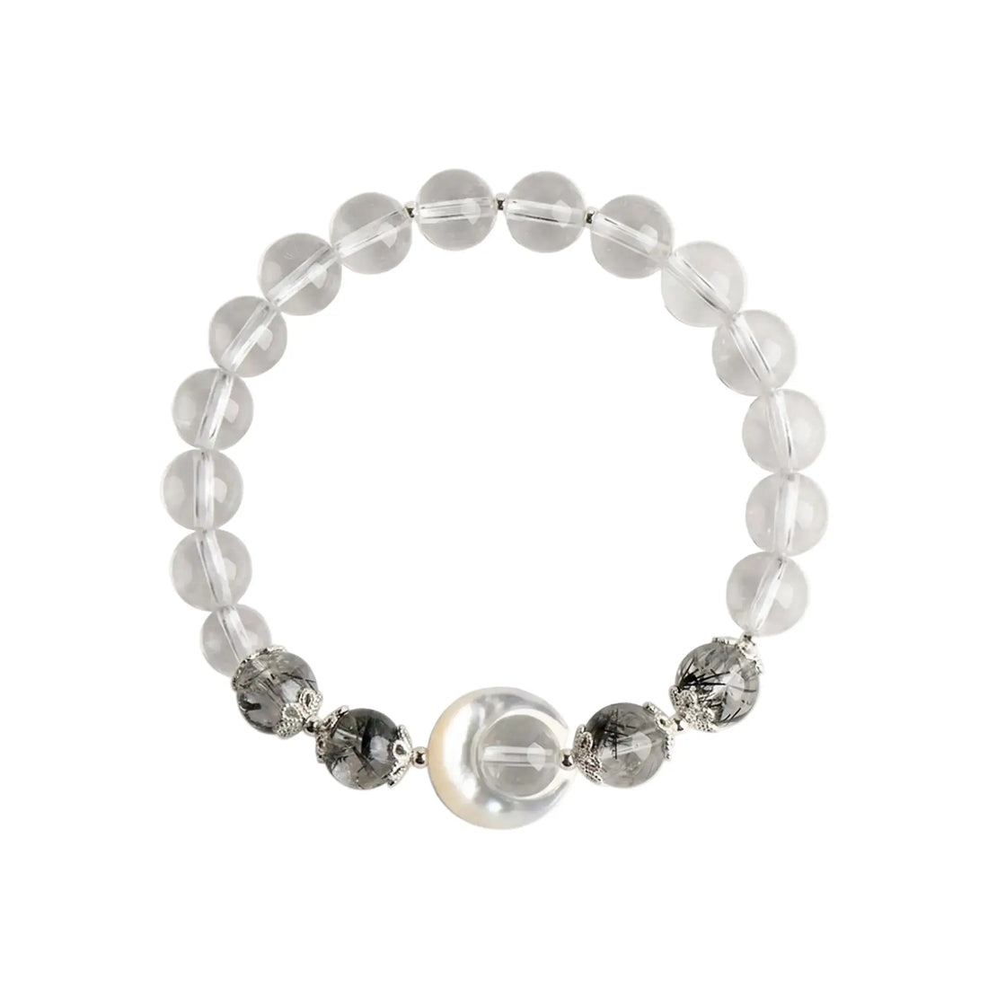 The Lunar Shield - Obsidian & Rutilated Quartz Bracelet ZANYÉ
