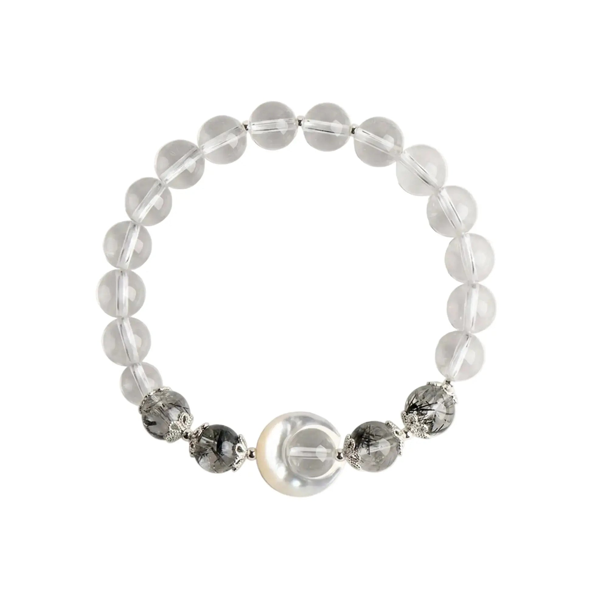 The Lunar Shield - Obsidian & Rutilated Quartz Bracelet ZANYÉ