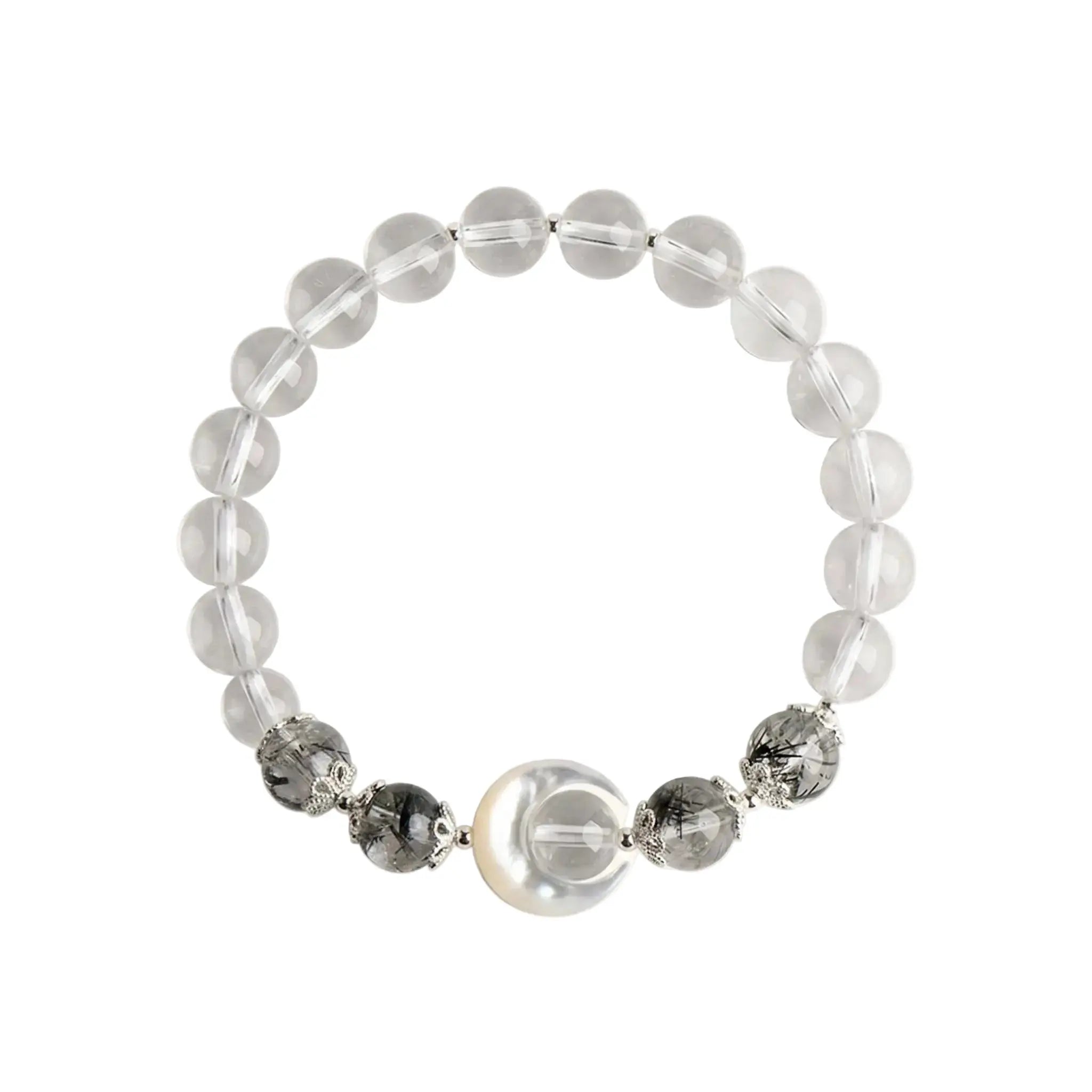The Lunar Shield - Obsidian & Rutilated Quartz Bracelet ZANYÉ