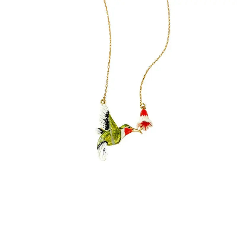 The Chasing Sunbird Hand-Painted Enamel Necklace ZANYÉ